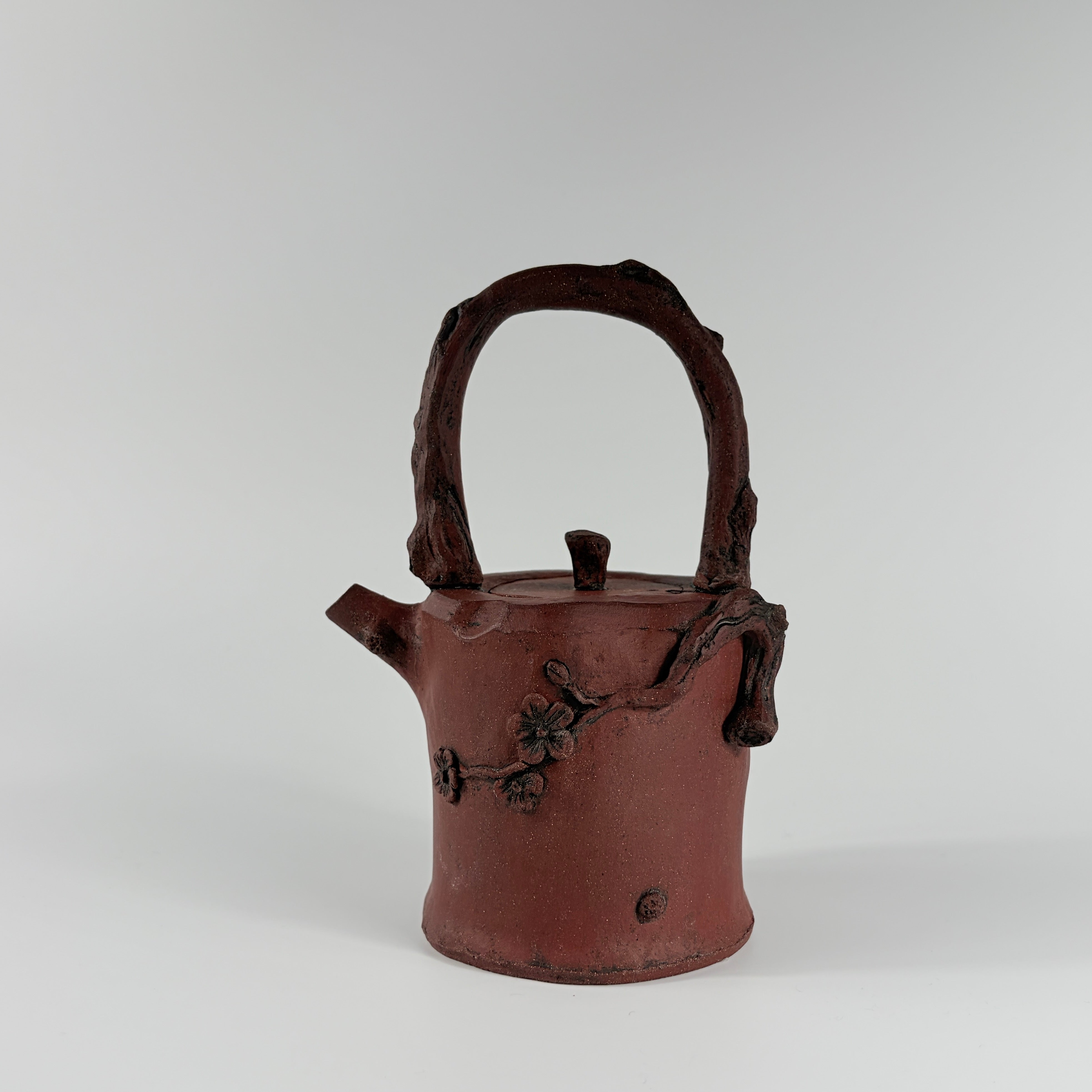 Handcrafted Red Stoneware Plum Blossom Teapot