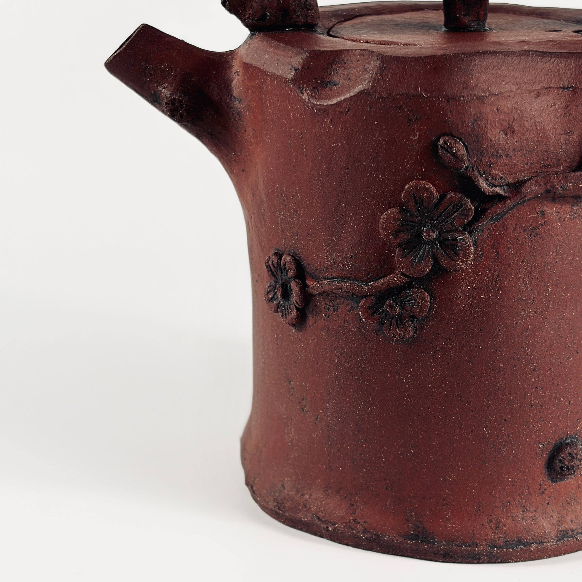 Handcrafted Red Stoneware Plum Blossom Teapot