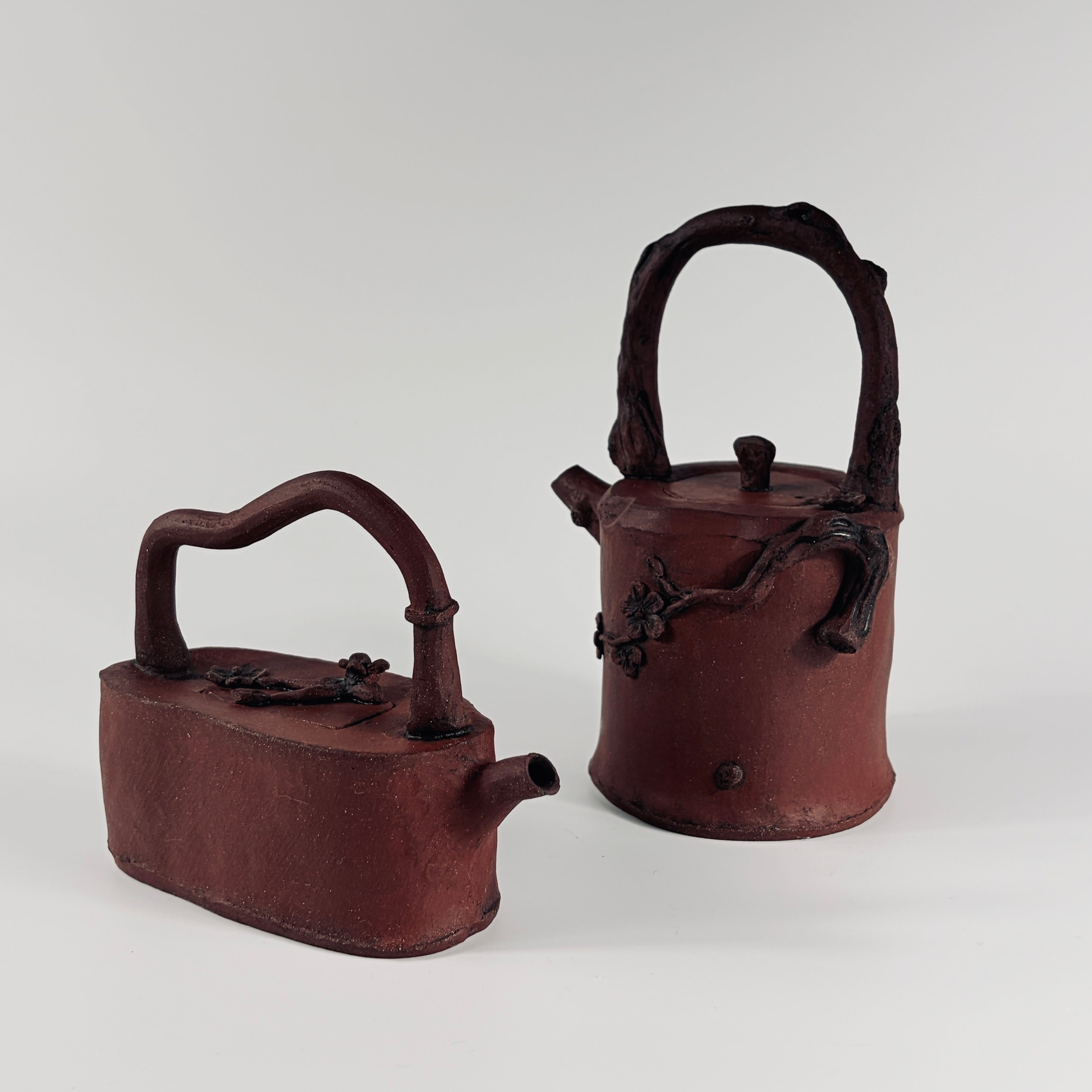 Handcrafted Red Stoneware Plum Blossom Teapot