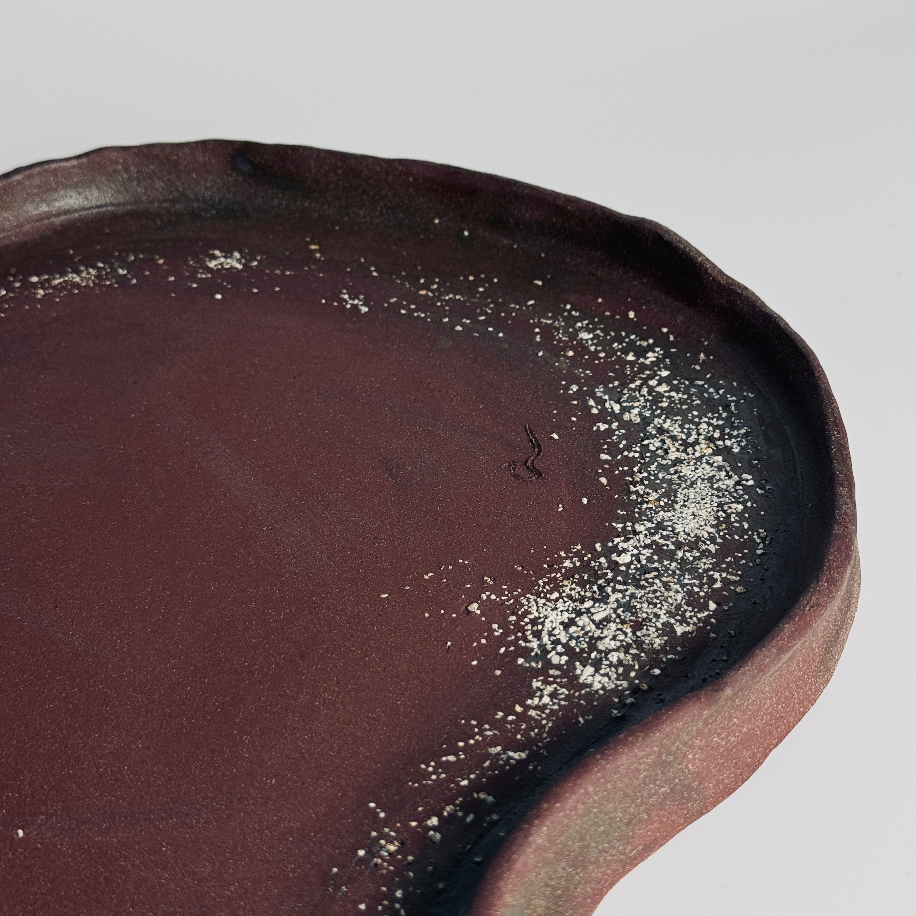 Handcrafted Red Stoneware Longevity Peach Tray