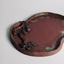 Handcrafted Red Stoneware Longevity Peach Tray