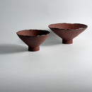 Handcrafted Red Stoneware High-Foot Tray Set (Set of Two)