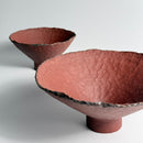 Handcrafted Red Stoneware High-Foot Tray Set (Set of Two)