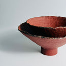 Handcrafted Red Stoneware High-Foot Tray Set (Set of Two)