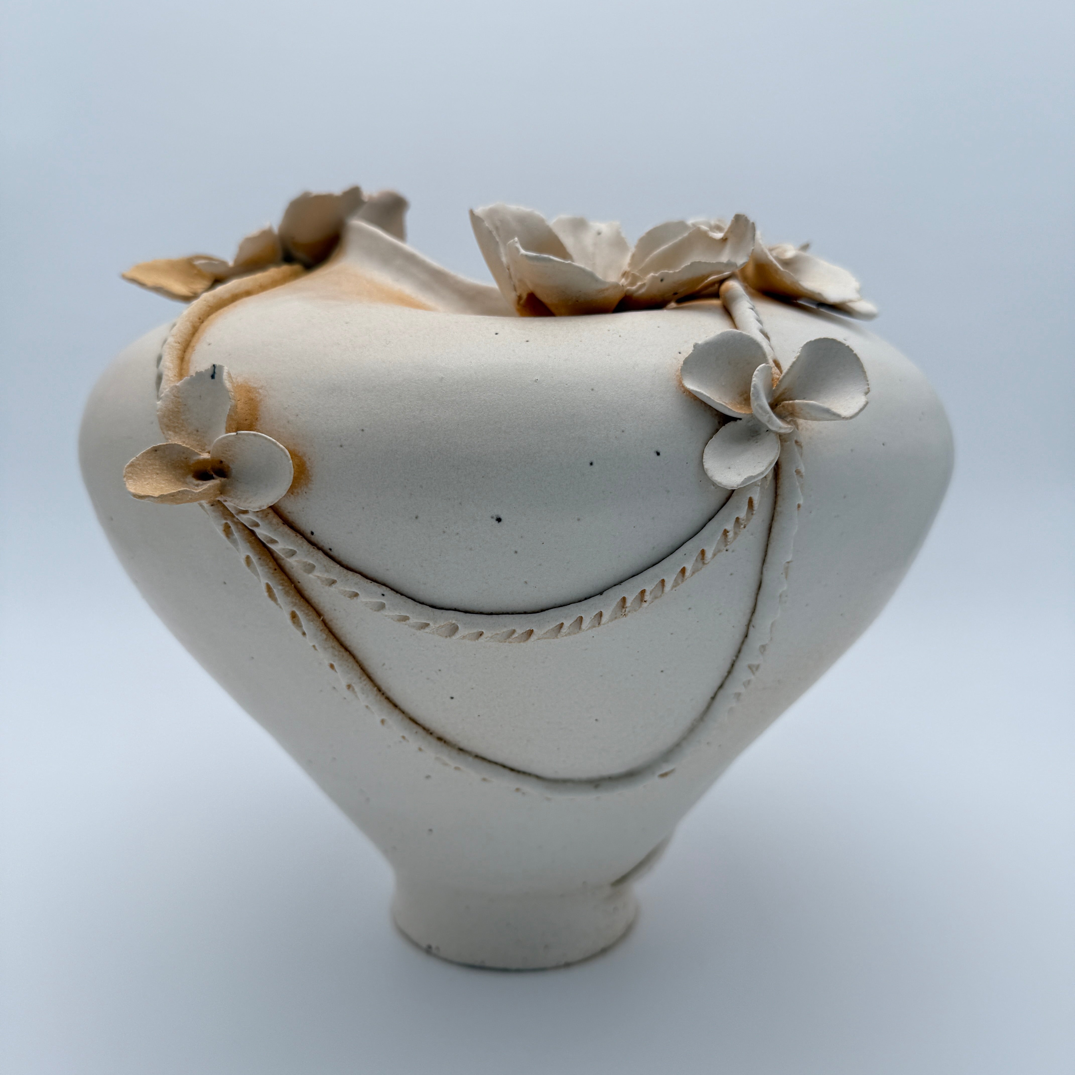 Matte White Flower Vase - Pink Blush