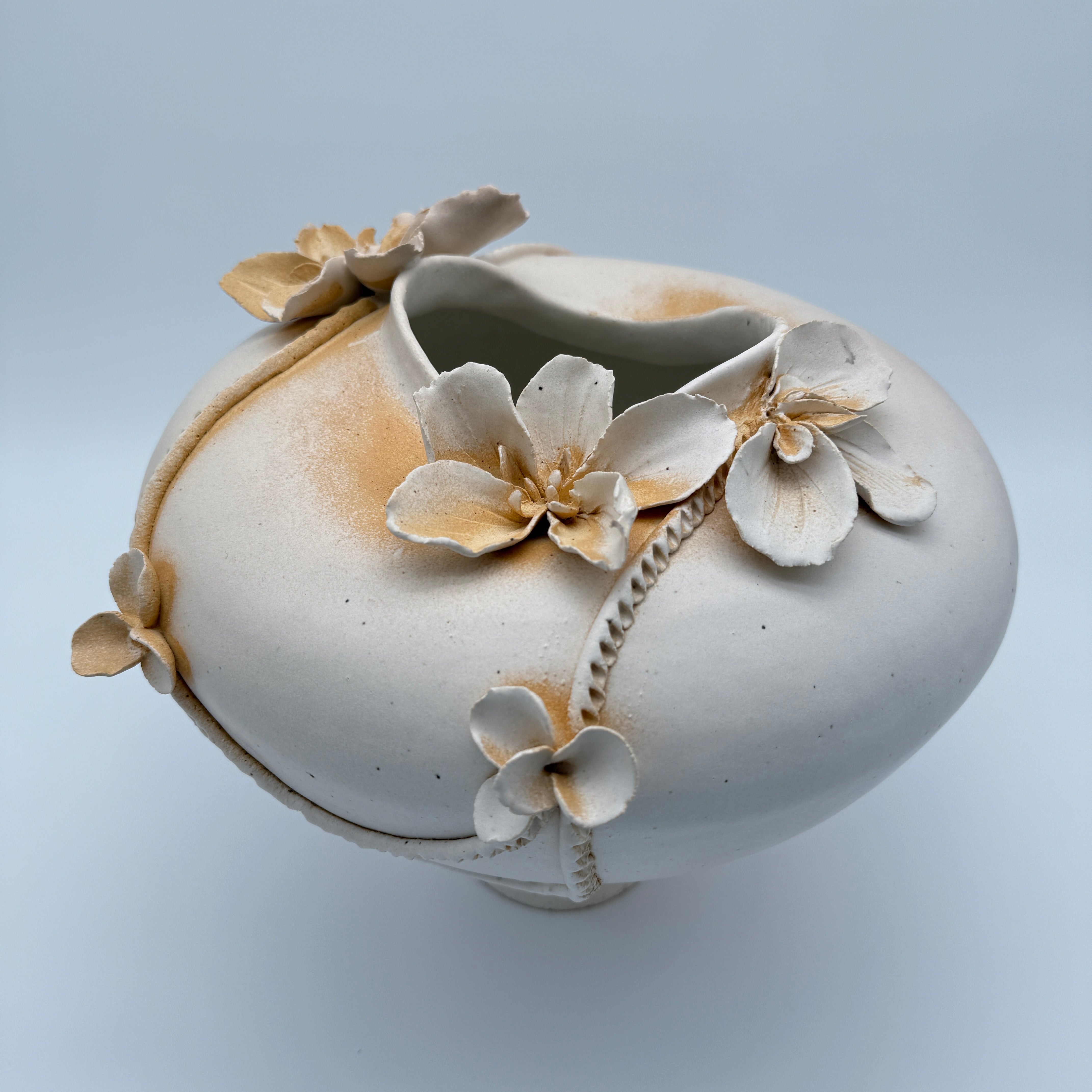 Matte White Flower Vase - Pink Blush