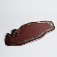 Handcrafted Red Stoneware Lingzhi Tray