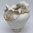 Matte White Flower Vase - Wave Neck