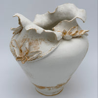 Matte White Flower Vase - Wave Neck