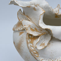 Matte White Flower Vase - Wave Neck
